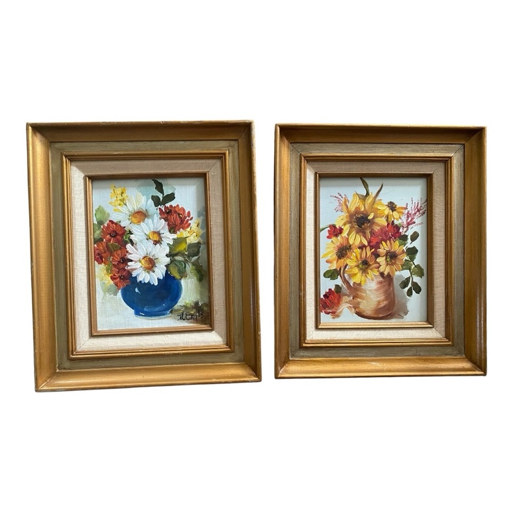 Set Of 2 Dwade Engle Framed Art Oil‎ Paintings